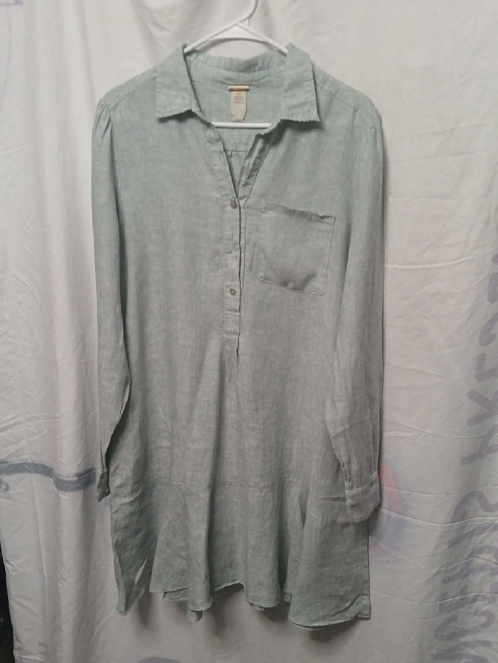 Magaschoni Light Sage Green Linen Maxi Dress